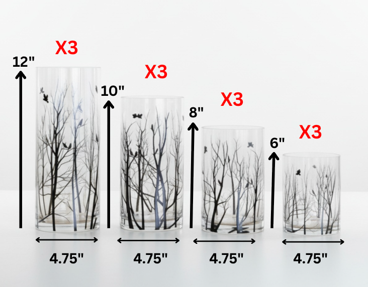 Vogue Candles Grand (3 Full Sets of 4 Noir Vases [12 total] + 55 Lbs. of Granules)