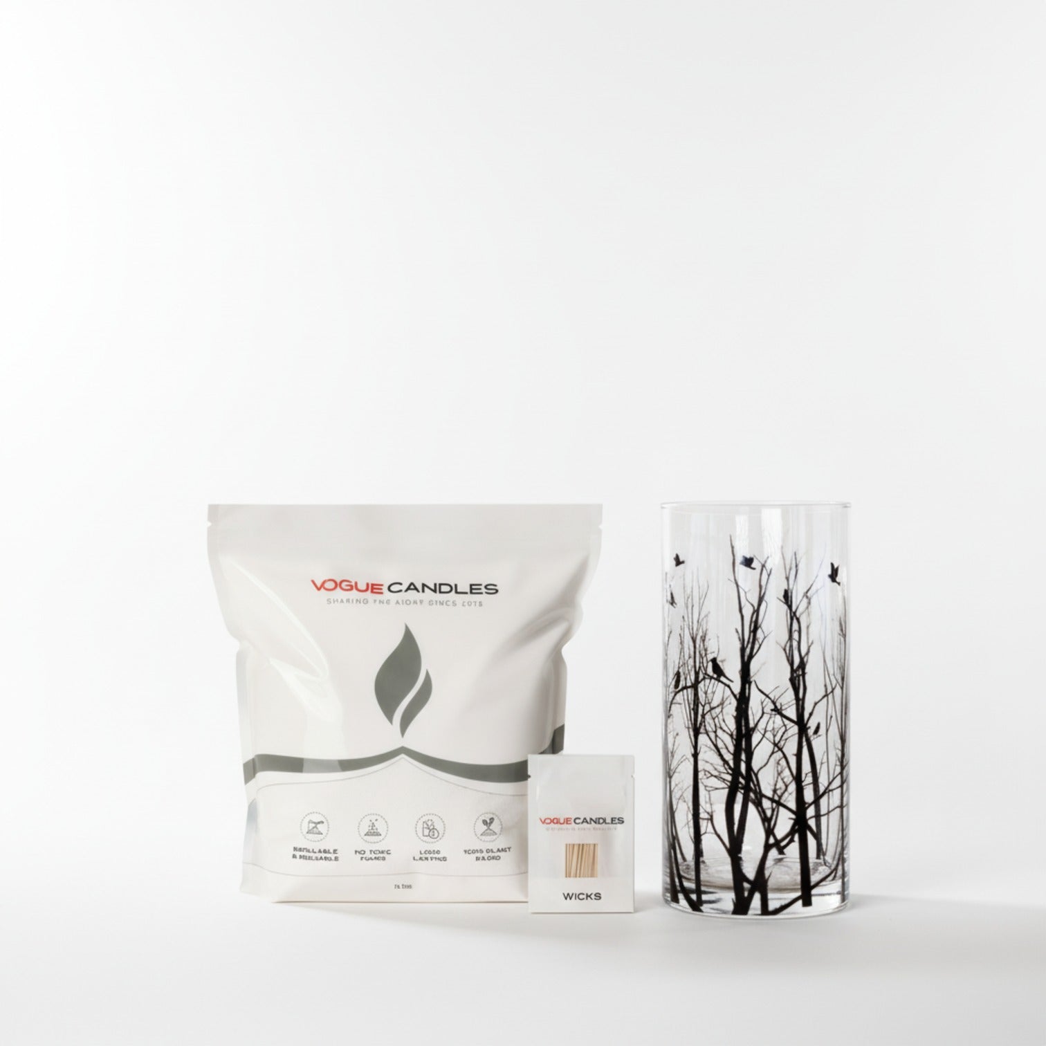 Vogue Candles Noir 10" Vase + 5 Lbs. Granules Bundle