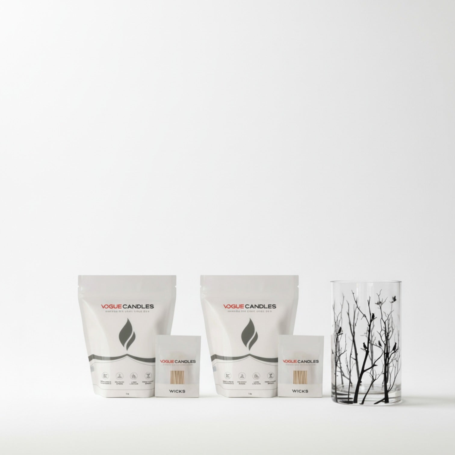 Vogue Candles Noir 8" Vase + 2 Lbs. Granules Bundle